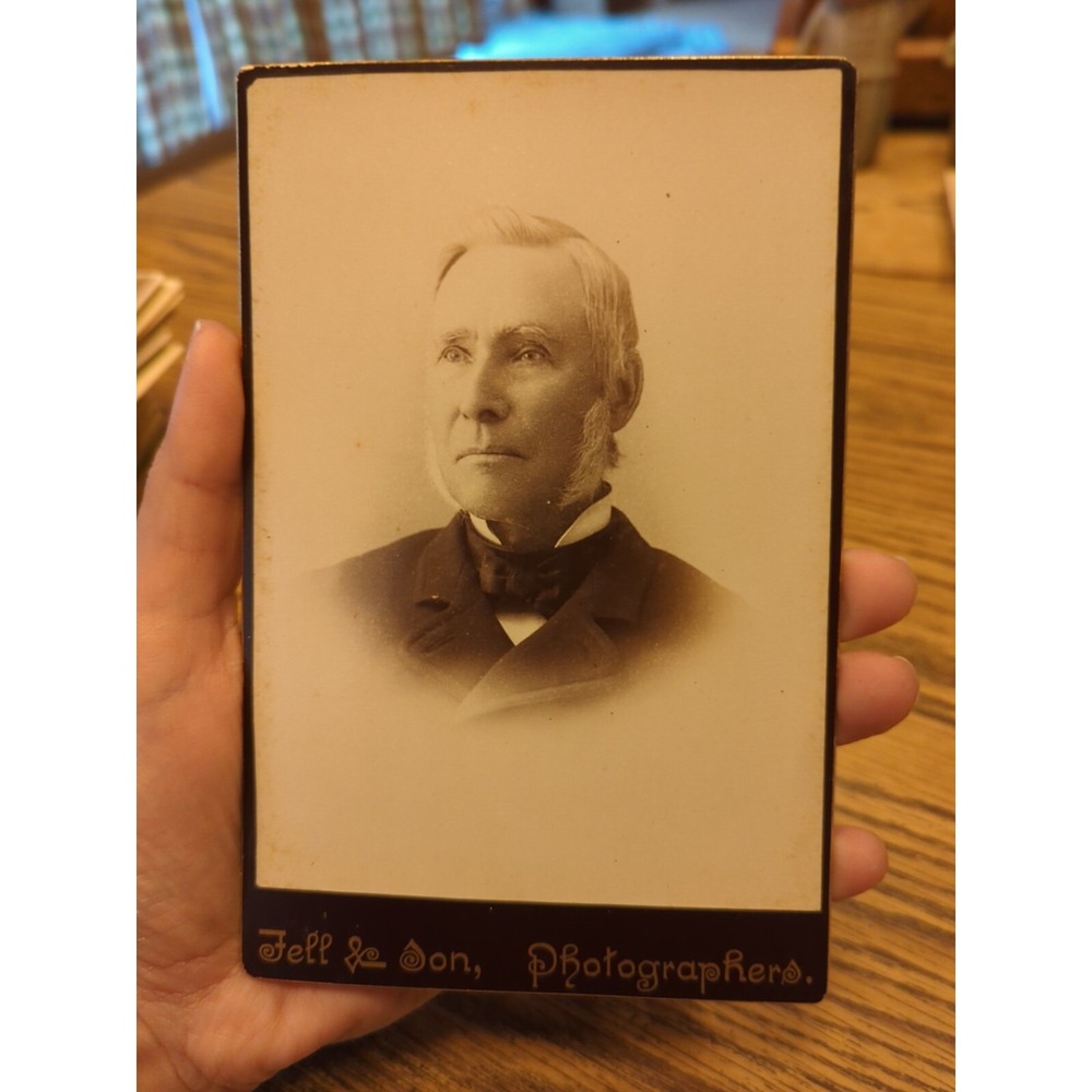 Antique Cabinet Card Man Gentleman Photo Victorian Portrait New York Fell & Son